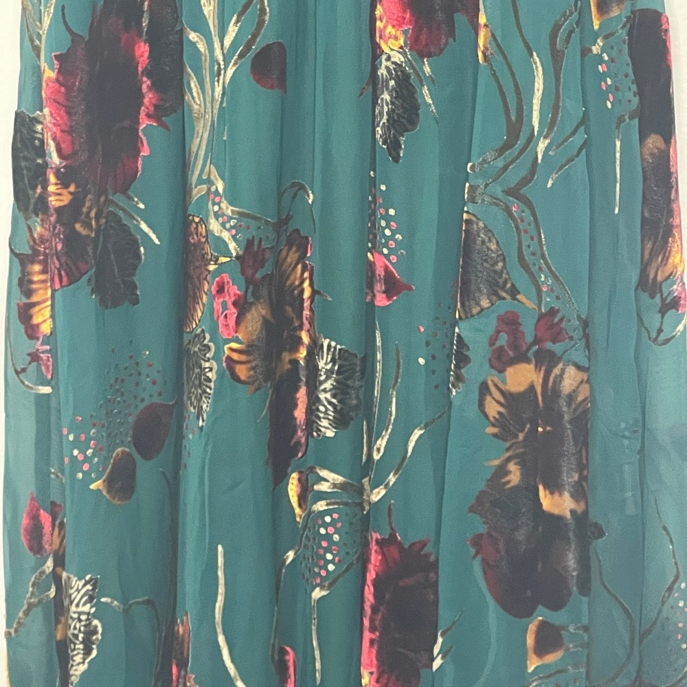 Baltic Born Valen Maxi Dress XL Jade Multi Floral Burnout Velvet Flutter Sleeve - Picture 7 of 12